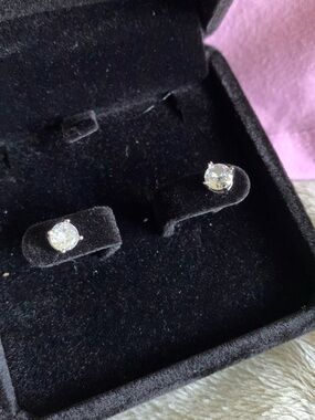 Macy's Clear Crystal Round Stud Earrings - Silver Tone